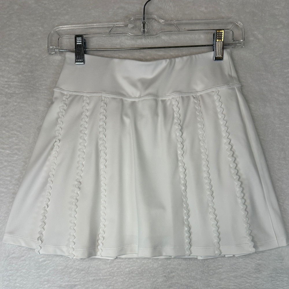 Tuckernuck Tennis Skort Women XXS White Ric-Rac Trim Pleated Skirt